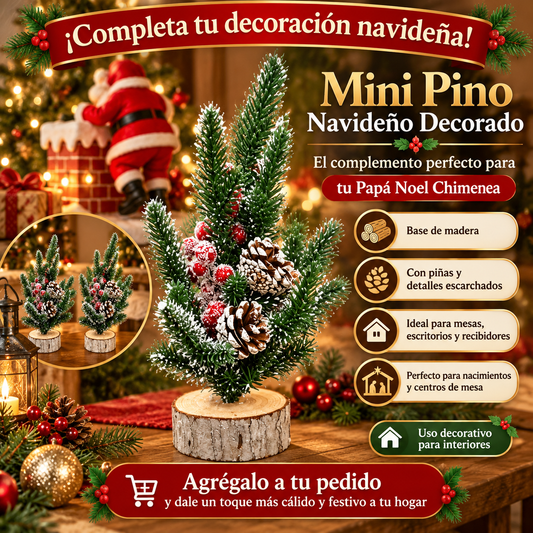 🎄 Mini Pino Navideño Decorado ✨ | El Complemento Perfecto para tu Papá Noel Chimenea