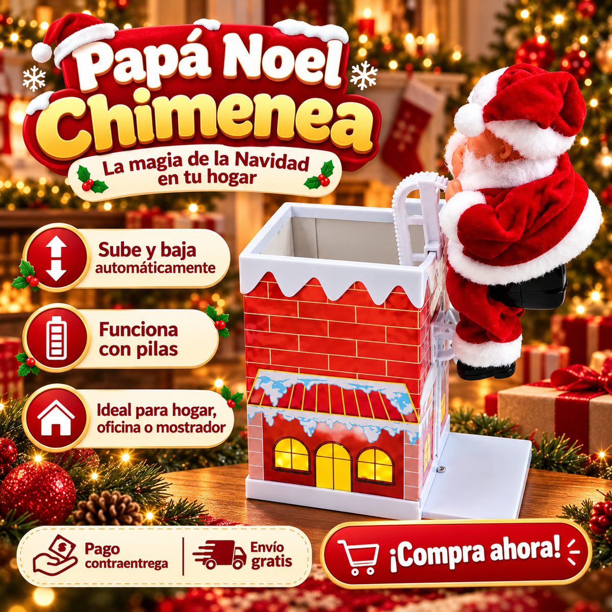 🎅 Papá Noel Mágico Escalador™ | Sube y Baja por la Chimenea