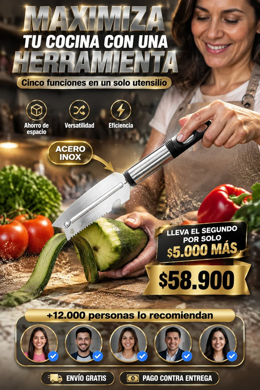 PelaMax™ 5 en 1 – Pelador Multifuncional de Cocina